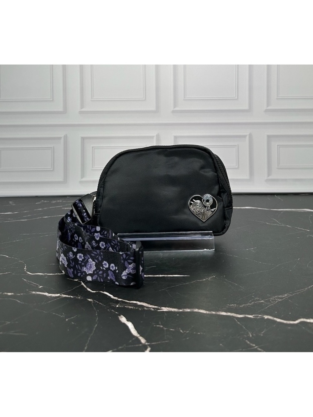 Nightmare Before Christmas Black Belt Bag with floral strap